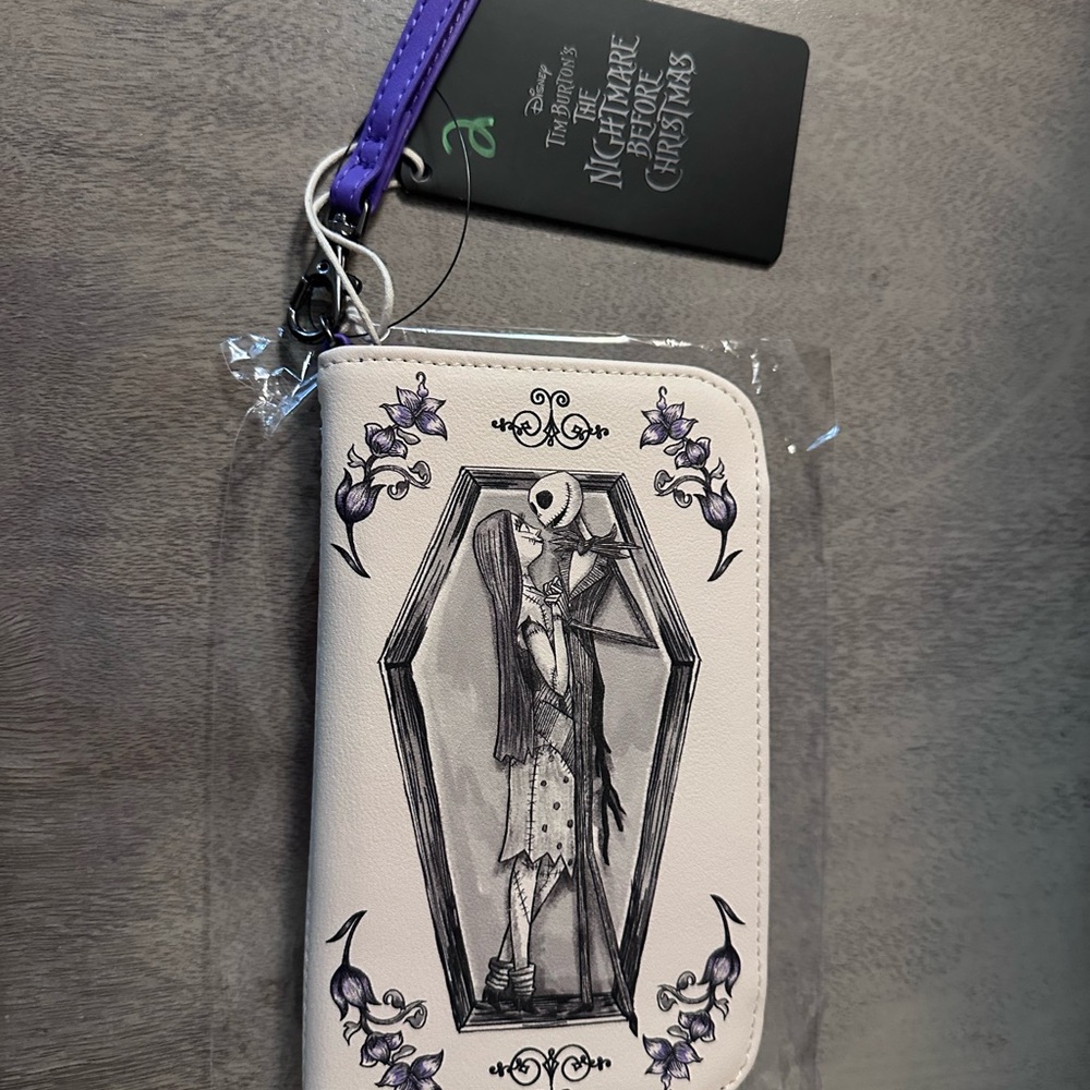 Disney The Nightmare Before Christmas Floral Wristlet Wallet - White & Purple